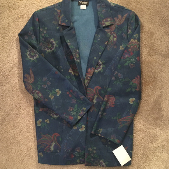 Floral Print Denim Blazer - Picture 1 of 3
